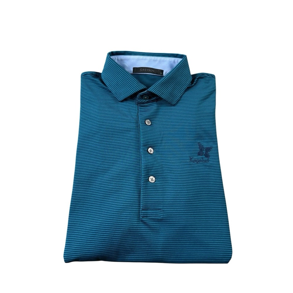 Greyson Kapahua Resort Performance Blue Striped Golf Polo Mens Small